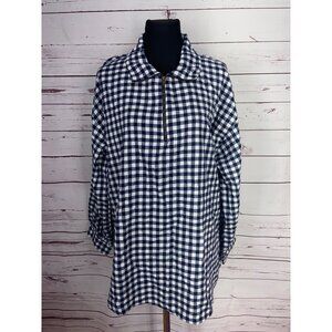 Andree By Unit 1/4 Zip Flannel Shirt Womens Blue Plaid Long Sleeve 2x‎ NWT